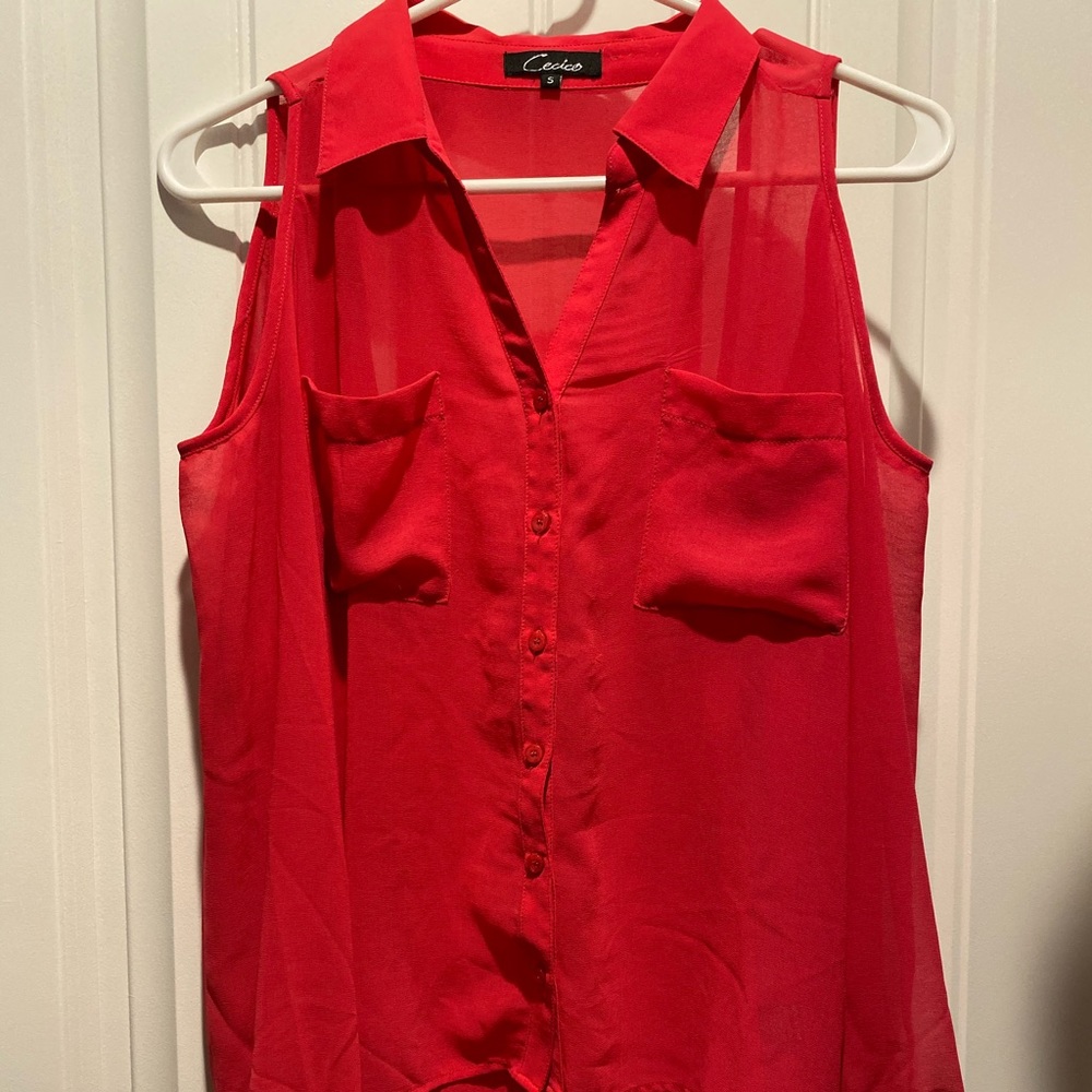 Hot pink collared blouse